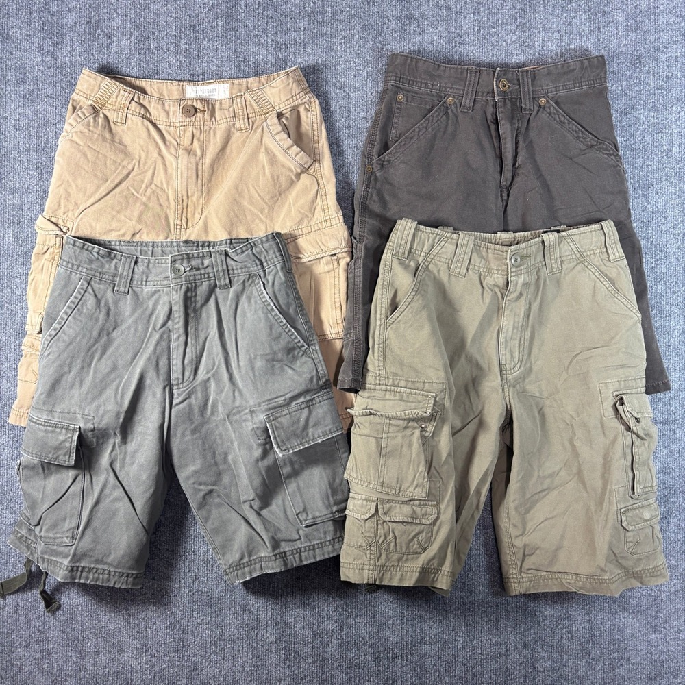 Urban Pipeline Cargo Shorts Boys 12 14 Lot of 4 Khaki Olive Grey Brown Utility